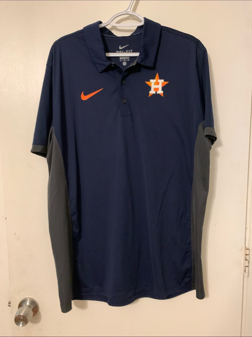 Nike Navy and Gray With Orange Decals Houston Astros Polo